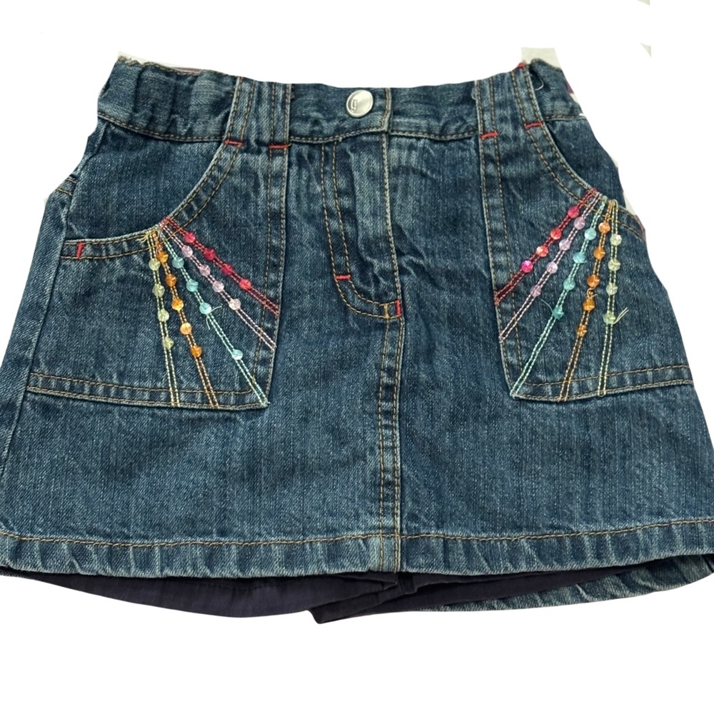 ADORABLE Gymboree Blue Mini A-line Skort with Embellished Details LIKE NEW